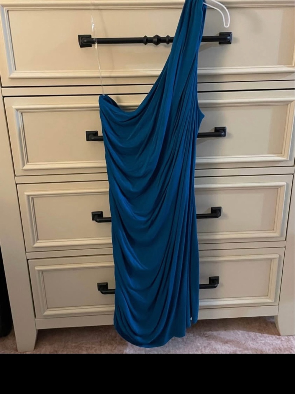 Target One-Shoulder Teal Blue Draped Women’s Dress